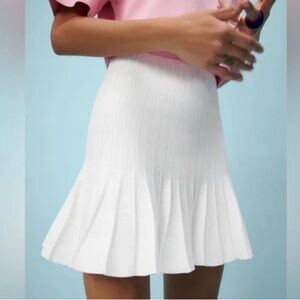 Zara Cream Pleated Flared Skirt